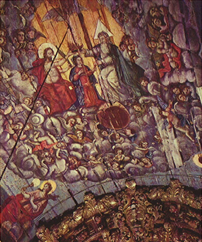 Coroamento da Virgem pela Santíssima Trindade (detalhe - forro da capela-mor)