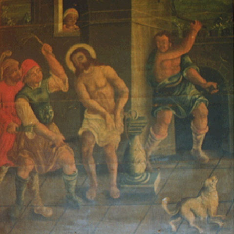Flagelação de Cristo (painel sobre o arcaz da sacristia)