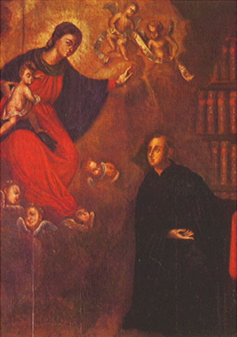Aparição de Nossa Senhora a Santo Anselmo (painel lateral da capela-mor)
