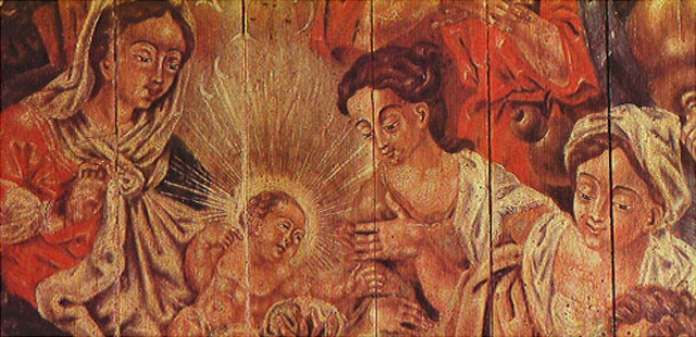 Adoração do Menino Jesus pelos pastores (detalhe - painel lateral da capela-mor)